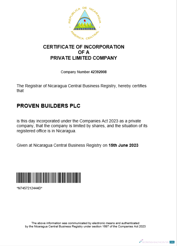 Download Nicaragua business registration certificate Word and PDF template Photoshop template